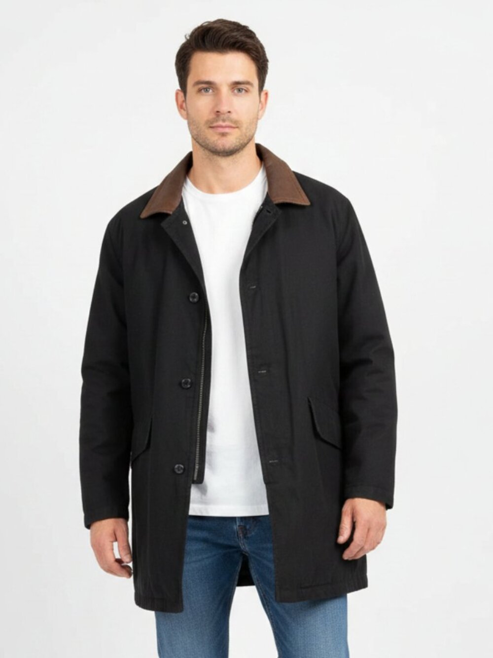 RFT By Rainforest Black Zip Up Lined Long Sleeve Coat Jacket L